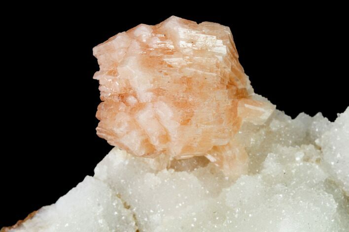 Peach Stilbite Crystals on Sparkling Quartz Chalcedony - India #168977